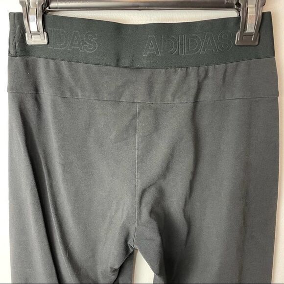 Adidas Solid Black & White Stripped Soft Stretchy Active Leggings size M - Picture 8 of 11